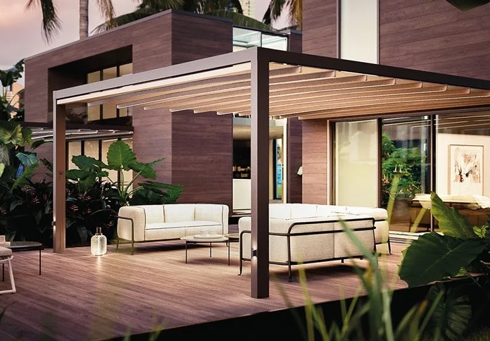 Kayar Kapaklı Duvara Monte Modern Alüminyum Pergola