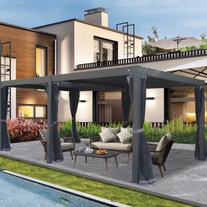 İki Odalı Siyah Alüminyum Pergola 12' x 20' ve 7' x 16'