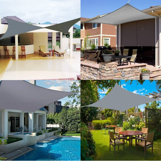 Dikd&ouml;rtgen g&uuml;neş g&ouml;lge yelkenleri