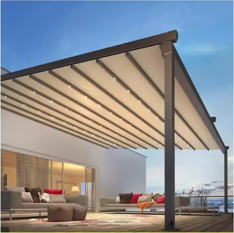 Geri &ccedil;ekilebilir pergola g&ouml;lgelik tonları